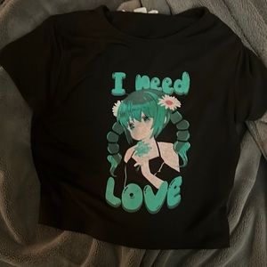 Birch and Stone crop top I need love black